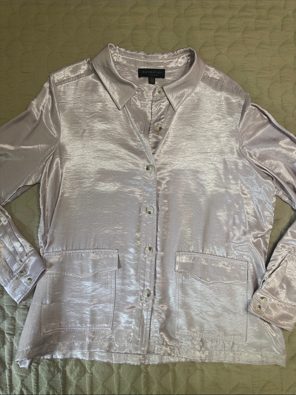 Anthropologie Current Air Iridescent Pale Pink Button-Down Shirt Medium